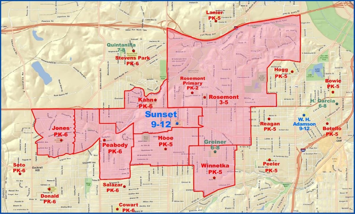Dallas isd ಜಿಲ್ಲೆಯ ನಕ್ಷೆ
